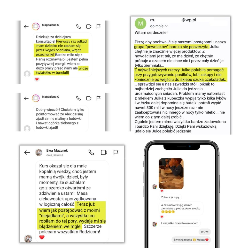 zestaw opinii rodziców moich małych podopiecznych