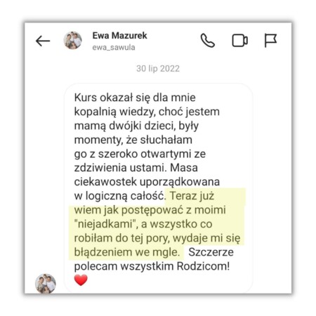 efekty konsultacji psychodietetycznej online - mama wie, jak postępować z niejadkami