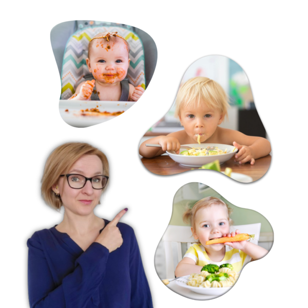 Marta wskazująca palcem na jedzące dzieci