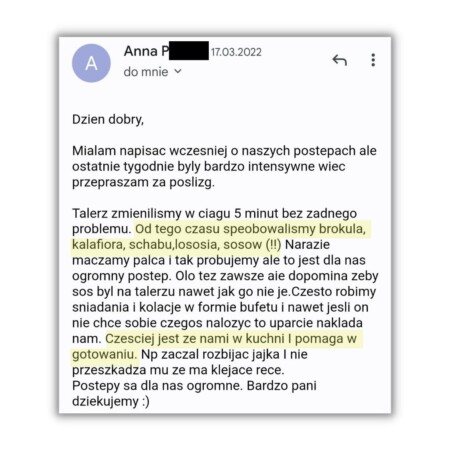 opinia Anny, mamy "niejadka", o konsultacji online Anna - opinia na temat konsultacji online