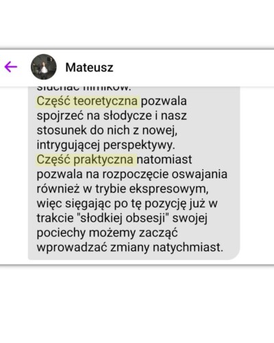 opinia Mateusza na temat pakietu Oswajam Słodycze - 3 z 3 części opinii