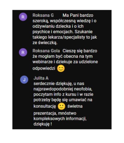 opinie na temat webinaru "co zrobić, kiedy dziecko nie chce jeść"