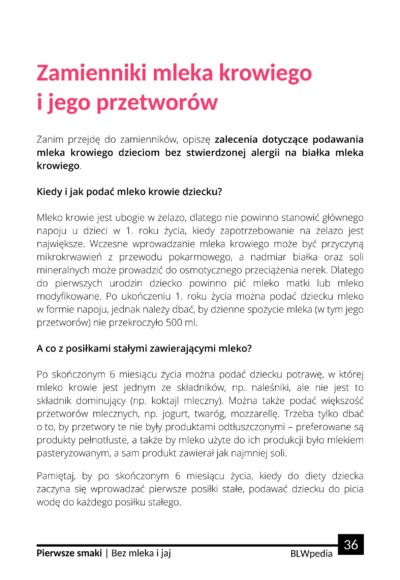 strona 36 ebooka "Pierwsze Smaki - Bez mleka i jaj - kompendium z jadłospisem"