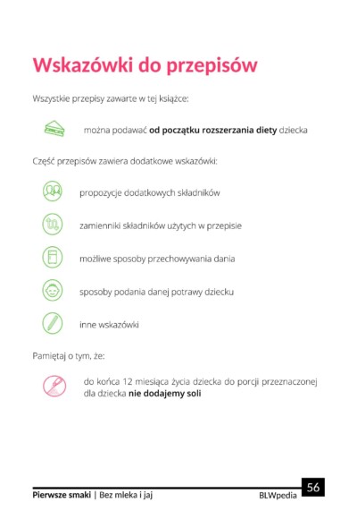 strona 56 ebooka "Pierwsze Smaki - Bez mleka i jaj - kompendium z jadłospisem"